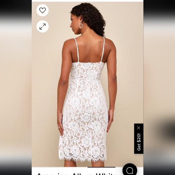 Nwt LULUS Amazing Allure White Crochet Lace Bodycon Midi Dress size S - Picture 2 of 10